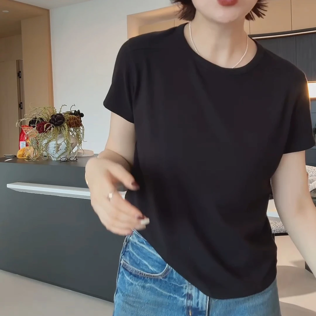 2025春夏新款短袖基础打底t夏季纯色圆领内搭上衣LK2501919