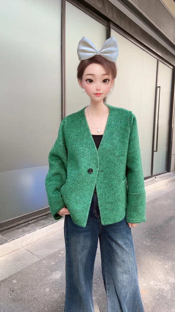 【HUIYING】落肩袖网红不褪色百搭羊毛呢外套2025春季韩版外套