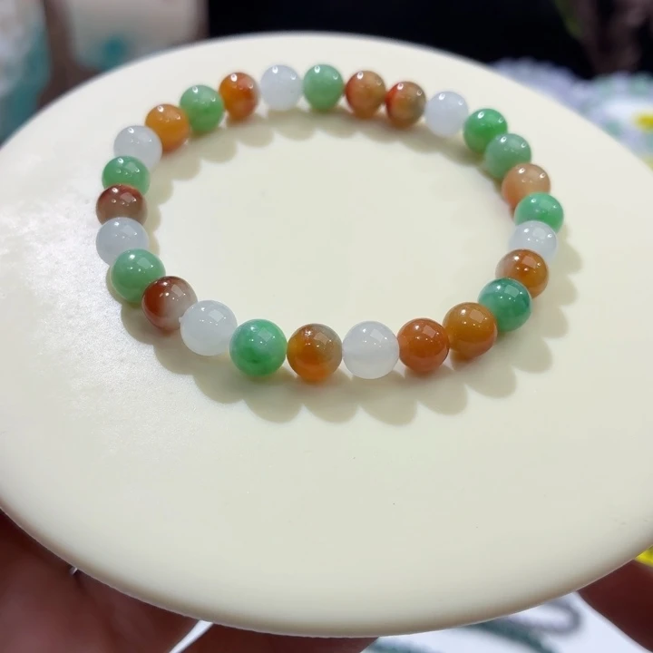 翡翠未镶嵌手链冰胶多宝卡6.9