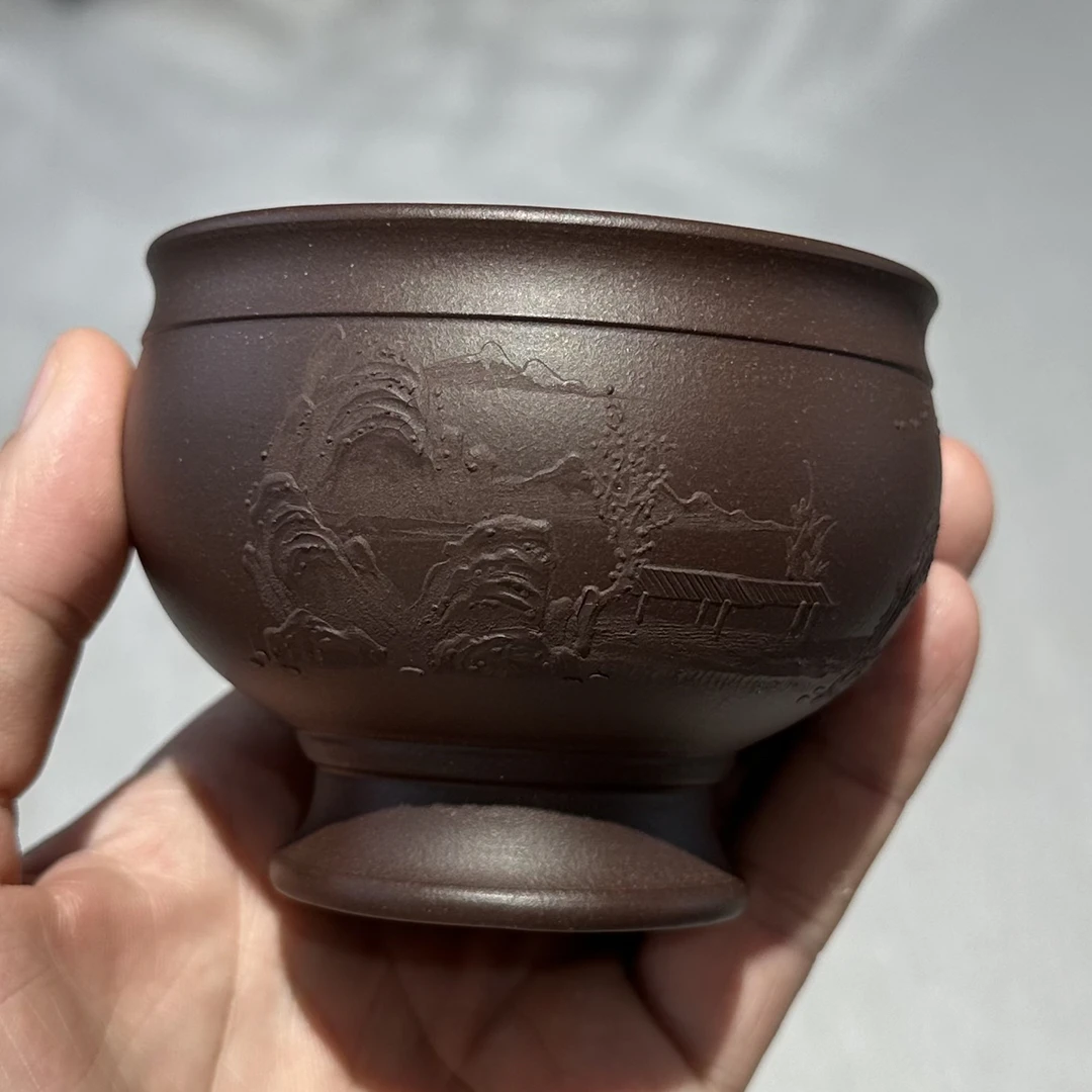 主人杯 矿标杯 原矿紫砂泥 老紫泥 茶杯 品茗杯 大容量 堆绘工艺