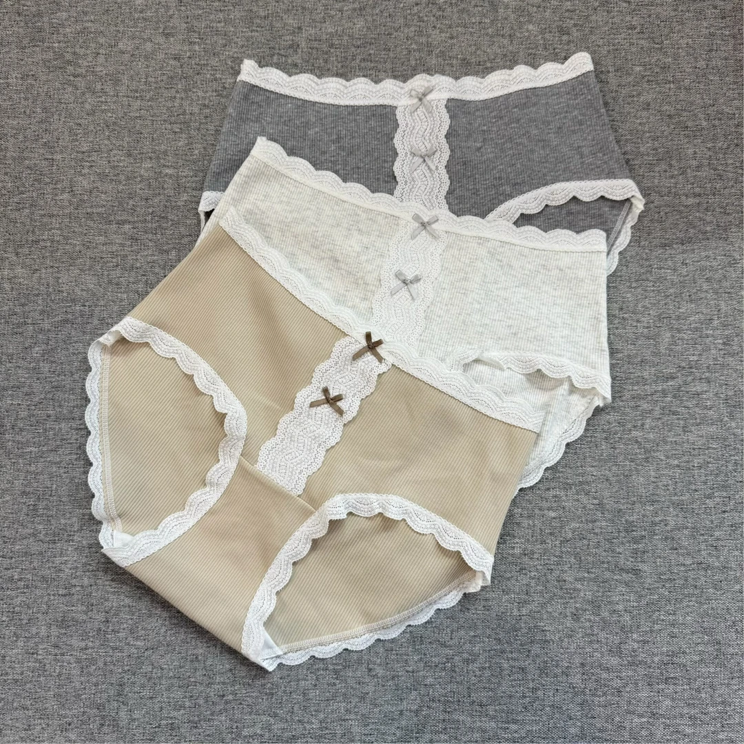 8873 中腰螺纹棉小清新春款纯欲棉品中腰无痕女士内裤