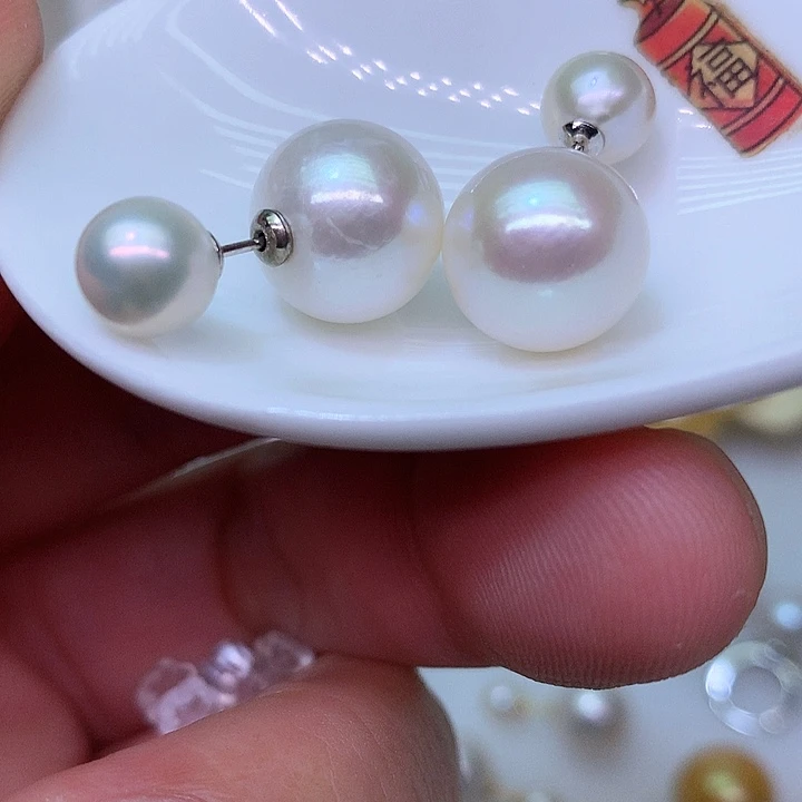 银S925镶嵌耳饰淡水珍珠
