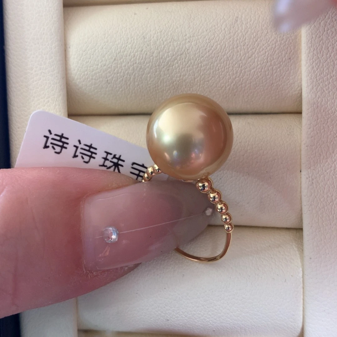 18K金镶嵌戒指海水珍珠