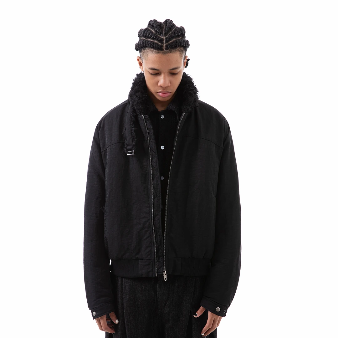 Trend st欧美潮牌毛领夹克棉衣男冬季宽松boxy版夹棉加厚棉服外套