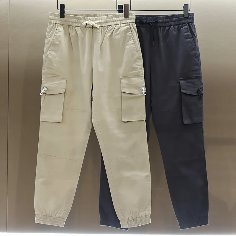 春秋薄男士工装裤运动松紧九分裤0203