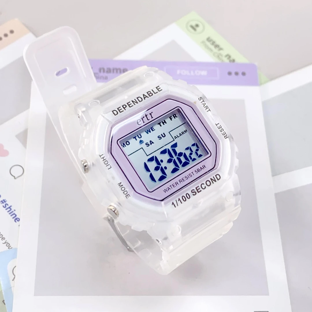 2025年ins风小方块手表女夜光防水闹钟多功气质能学生电子表手表