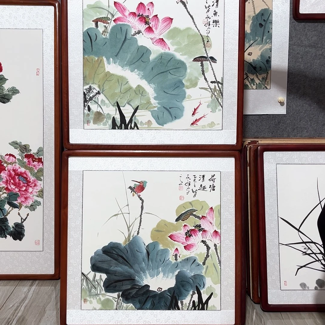 国画书画作品带框63×63