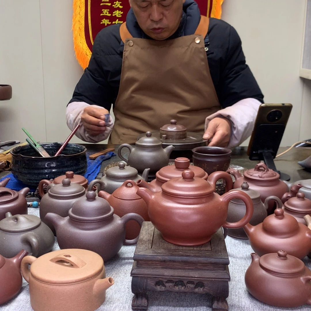 紫泥茶壶红皮龙紫泥掇只280C半手工制作