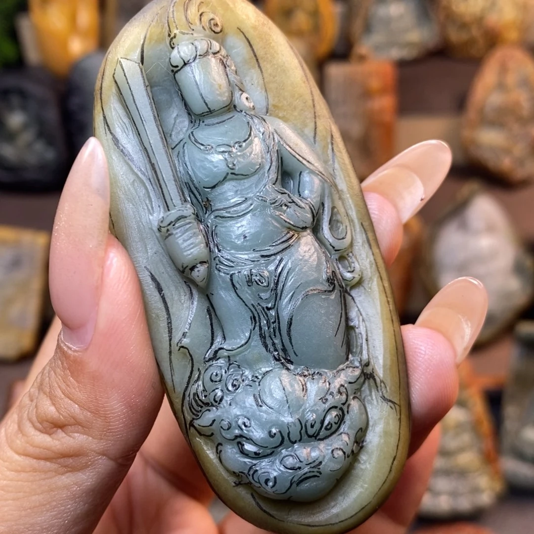 定制翡翠未镶嵌文殊菩萨