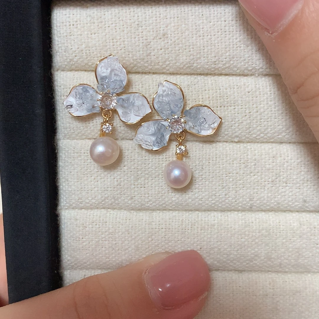 淡水珍珠耳饰合金