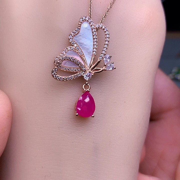 红宝石银S925镶嵌颈饰