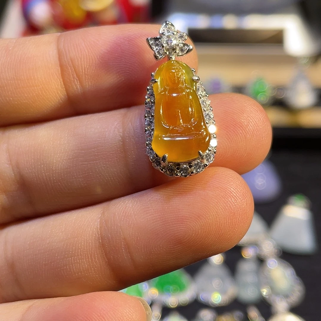 翡翠银S925镶嵌吊坠(不含链)