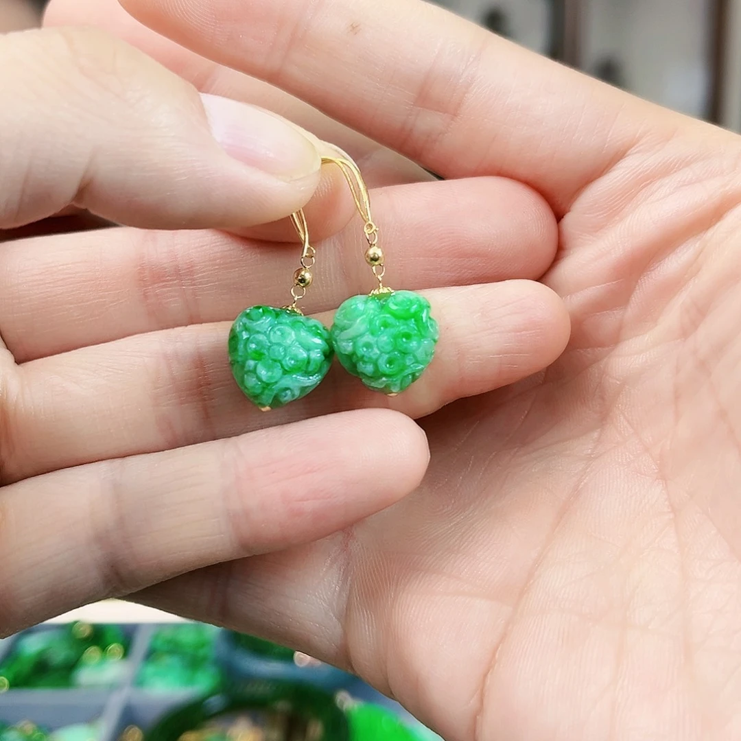 翡翠耳饰18K金镶嵌耳饰