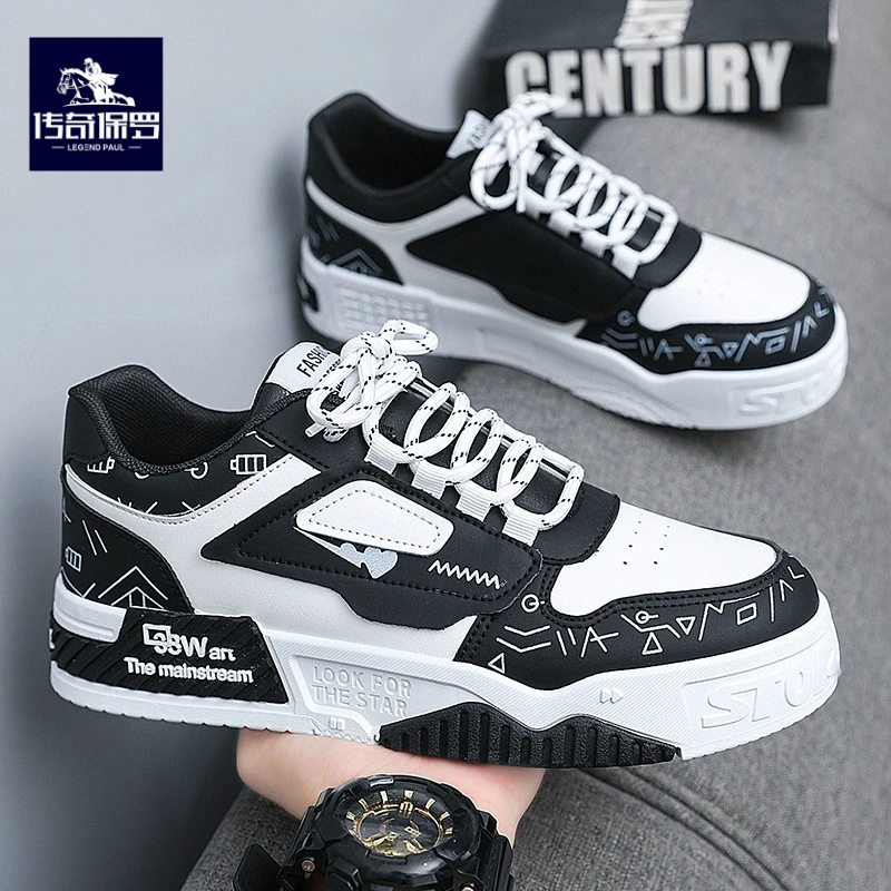 传奇保罗男鞋2025新款秋季男士厚底潮流运动鞋休闲百搭增高板鞋男