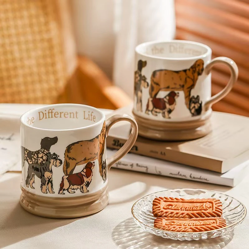 复古狗可爱艺术感陶瓷杯咖啡杯xx