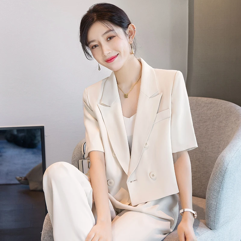 西装外套女士宽松小个子2025夏季气质薄款职业短款短袖西服休闲