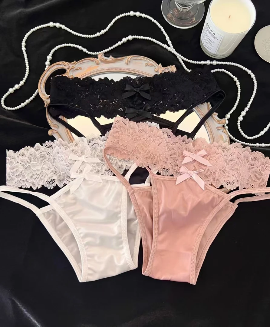 〖梦幻腰精〗女士性感蕾丝内裤女2025新款缎面少女三角裤交叉纯欲