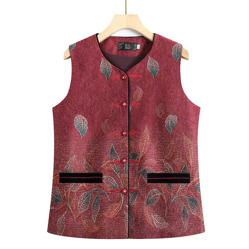 8076-老年人秋装马背心妈妈春秋太太马甲上衣开衫【新仓库9-3-2】