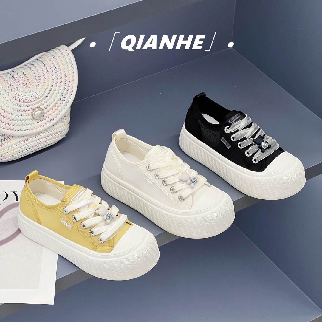 「Qan'h千合女鞋」•厚底网面透气小白鞋女夏季薄款休闲板鞋（708）