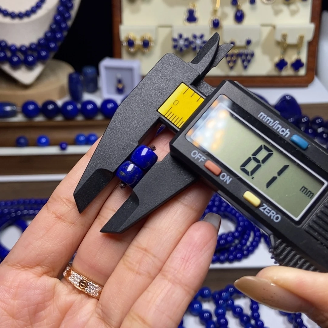 青金石未镶嵌老型直切对珠