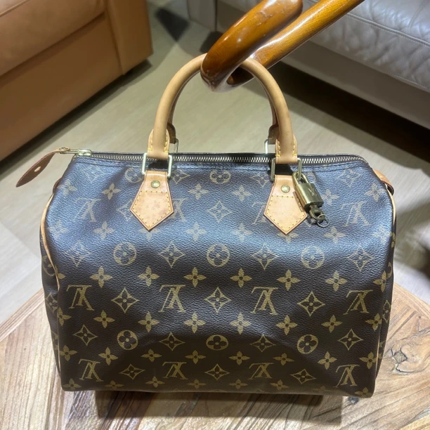95新 LouisVuitton/路易威登 老花手提枕头包30有锁钥匙