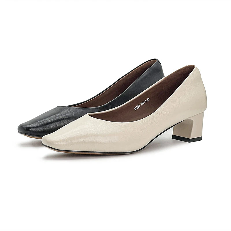 【青丝专属】压纹羊皮潮流气质法式浅口单鞋53202