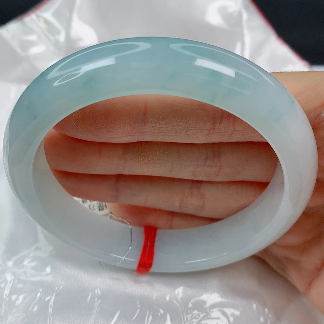 未镶嵌手镯翡翠61.4正圈，胶润淡色，版型好，026