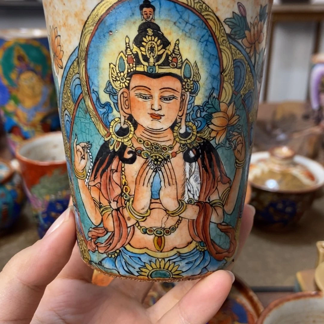 E****e手工绘画四臂观音杯