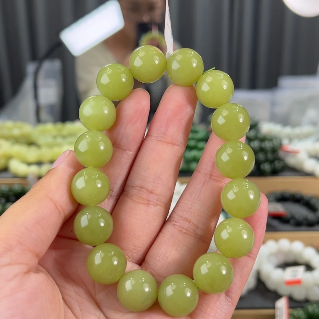 手串未镶嵌和田玉新疆若羌黄口葡萄肉卡14圆珠