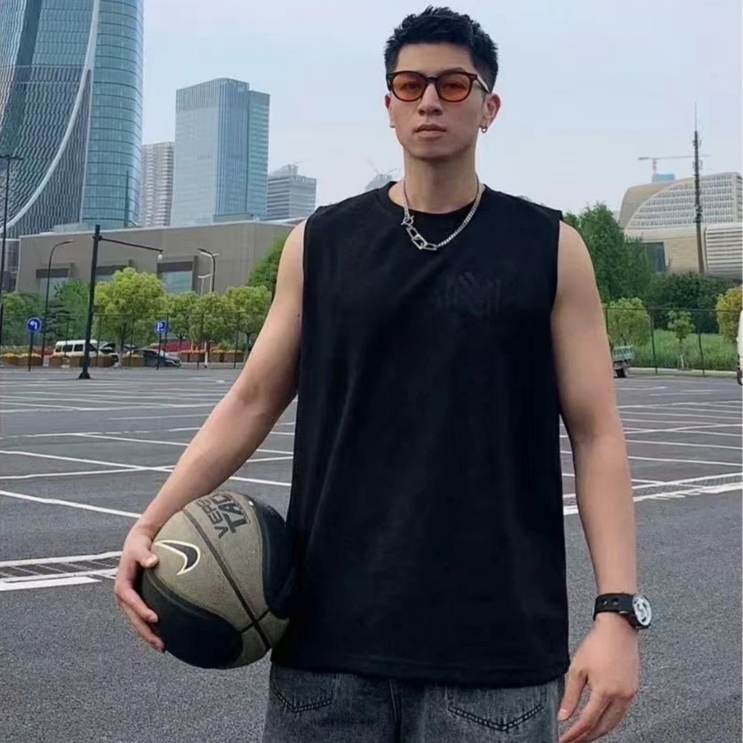 潮牌无袖圆领运动T恤夏季时尚休闲健身背心