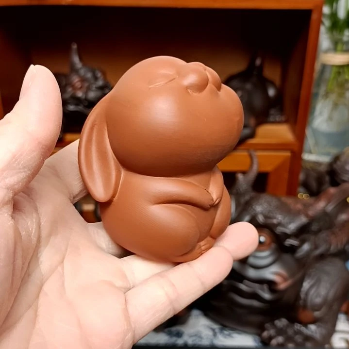 茶宠紫砂小兔香插茶宠摆件