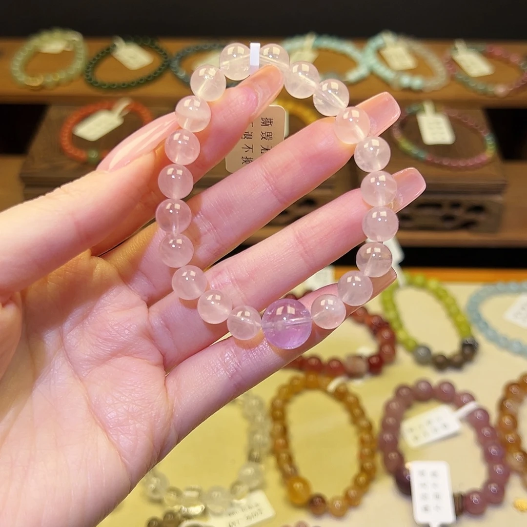 水晶银S925镀金镶嵌手串粉2014