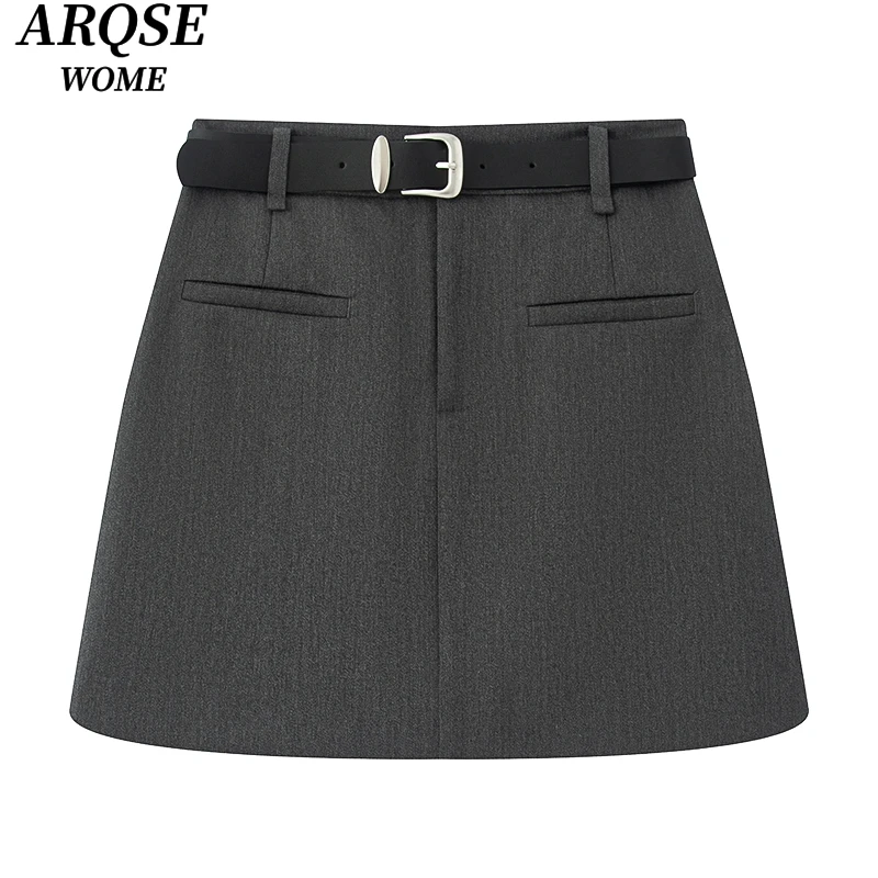 【送腰带】艾家新款夏秋季高腰短裙西装半身裙a字裙防走光女3047