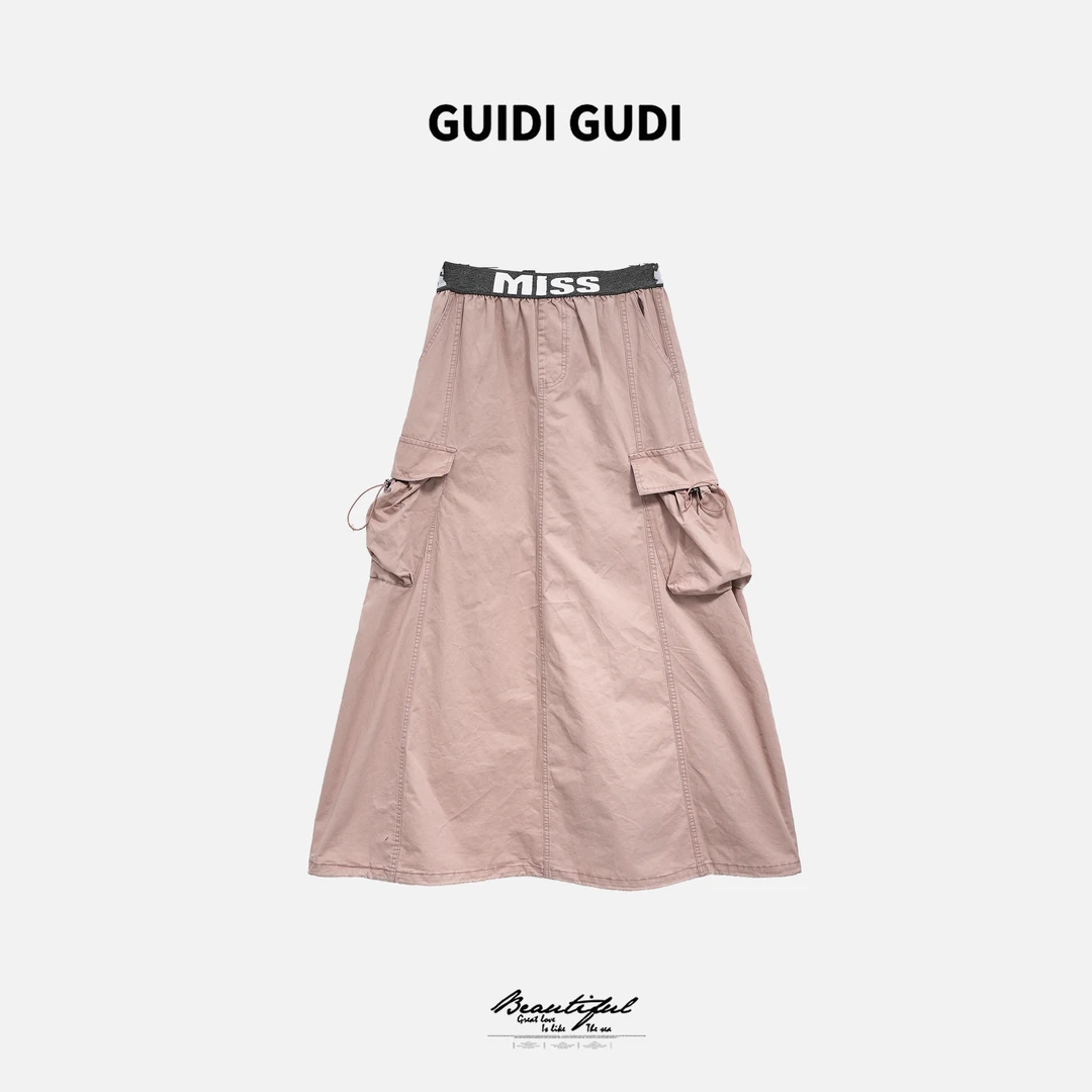 GUIDI GUDI【未命中】气质休闲简约百搭时尚字母半裙