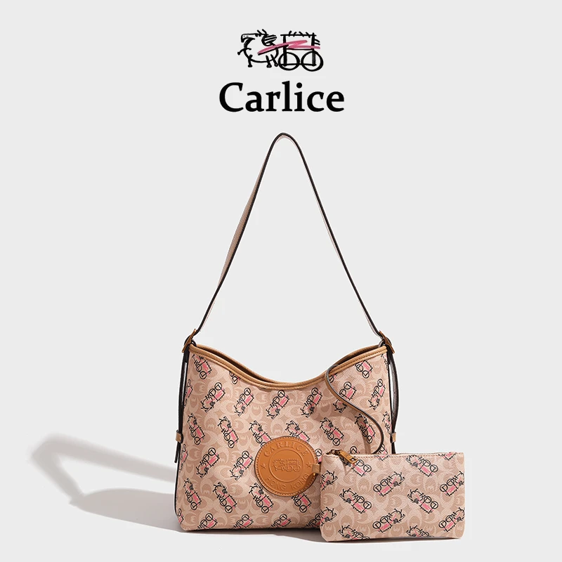 carlice香港时尚女士托特包印花腋下单肩斜挎包夏季通勤经典女包