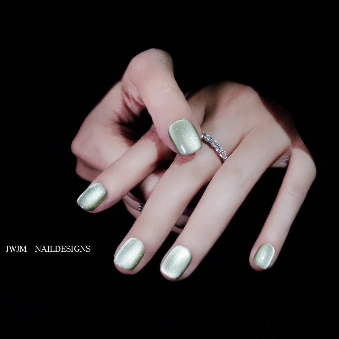 【LAILAI373号】JWJM设计手工穿戴甲猫眼春绿时尚百搭显白10片春款