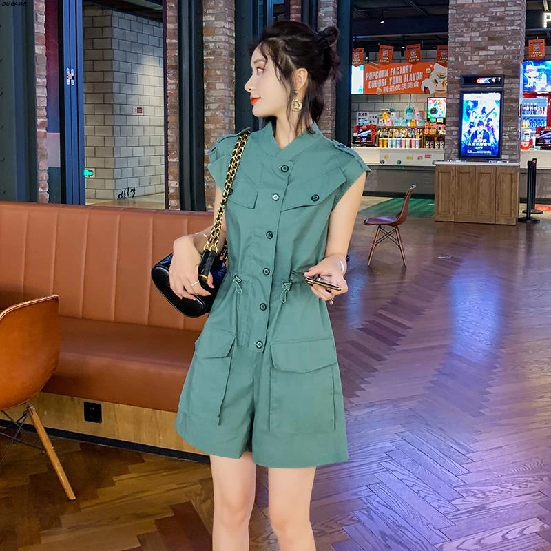港风工装连体裤套装女2025夏季新款显瘦连衣短裤小个子减龄连身衣