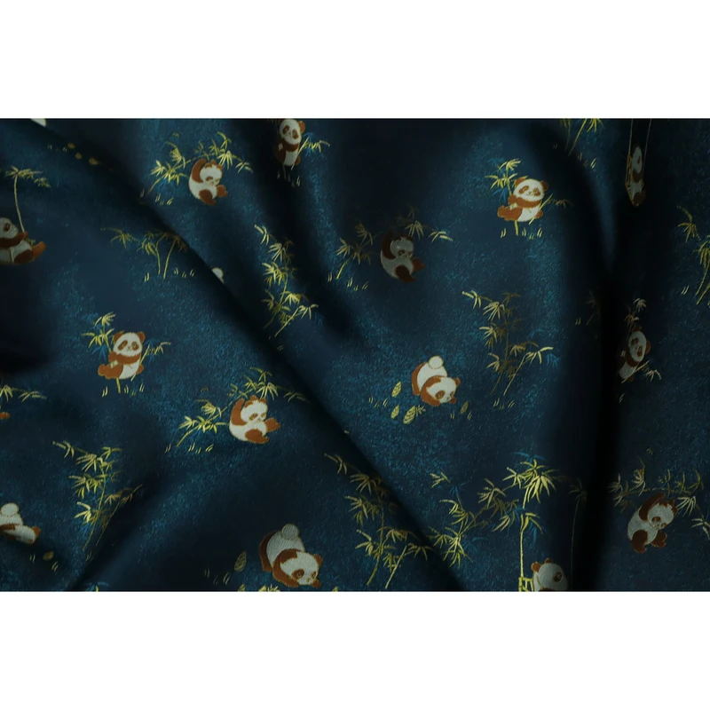 【二掌柜绸庄&三马】熊猫抱竹宋锦丝绸100桑蚕丝140幅宽可diy定制