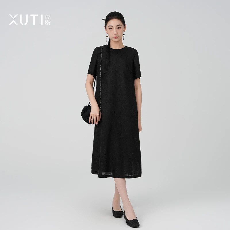 序缇新款夏季四经绞罗香云纱双非遗桑蚕丝连衣裙J37-12926