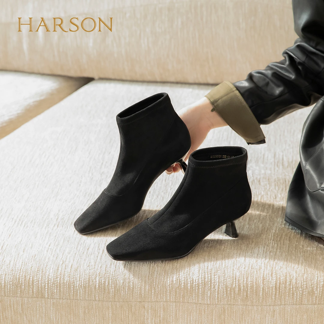 Harson/哈森25秋冬新款气质时尚时装靴百搭舒适靴子HWA250101