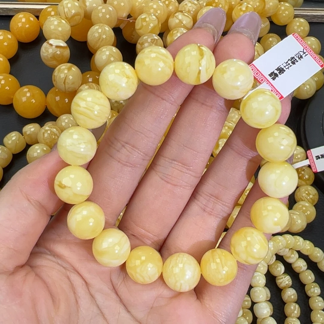 琥珀未镶嵌手链17.7白蜡妖花