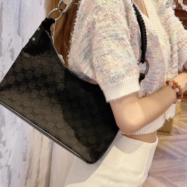 大吉中古/Gucci中古包黑色老花腋下包