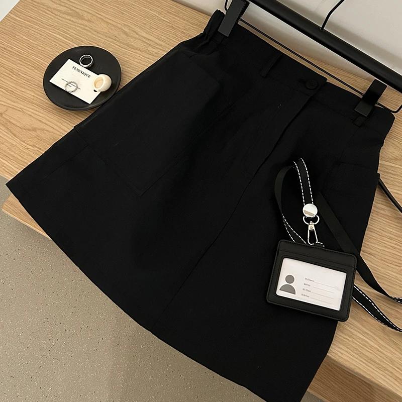 韩国东大门简约气质慵懒休闲小众设计感显瘦半身裙