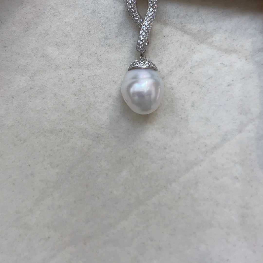 吊坠(不含链)银S925镶嵌海水珍珠