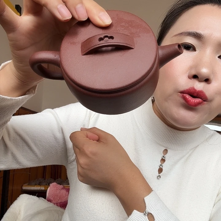 紫砂茶壶紫泥底村青汉瓦200cc