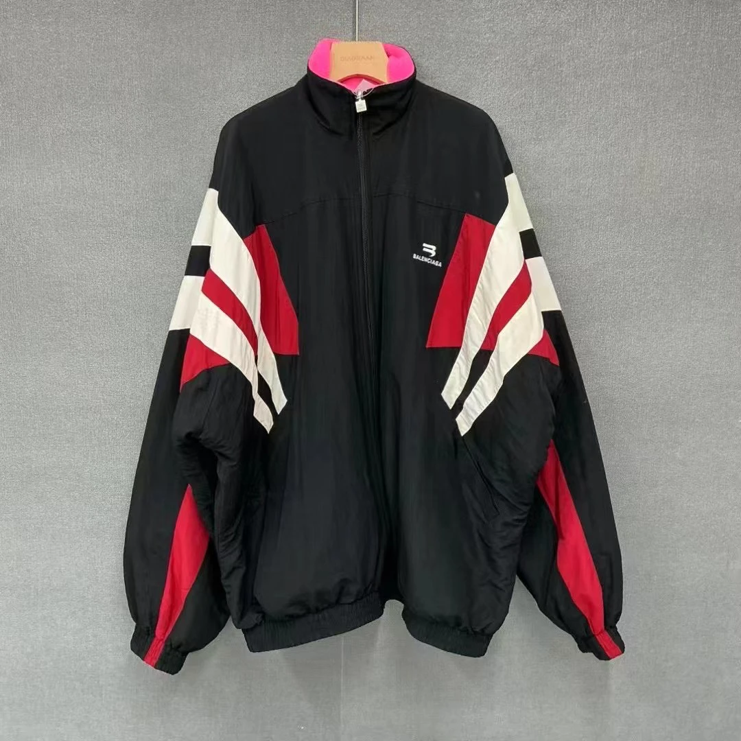 99新 Balenciaga/巴黎世家 双钩刺绣反面摇粒绒双面穿校服外套s码
