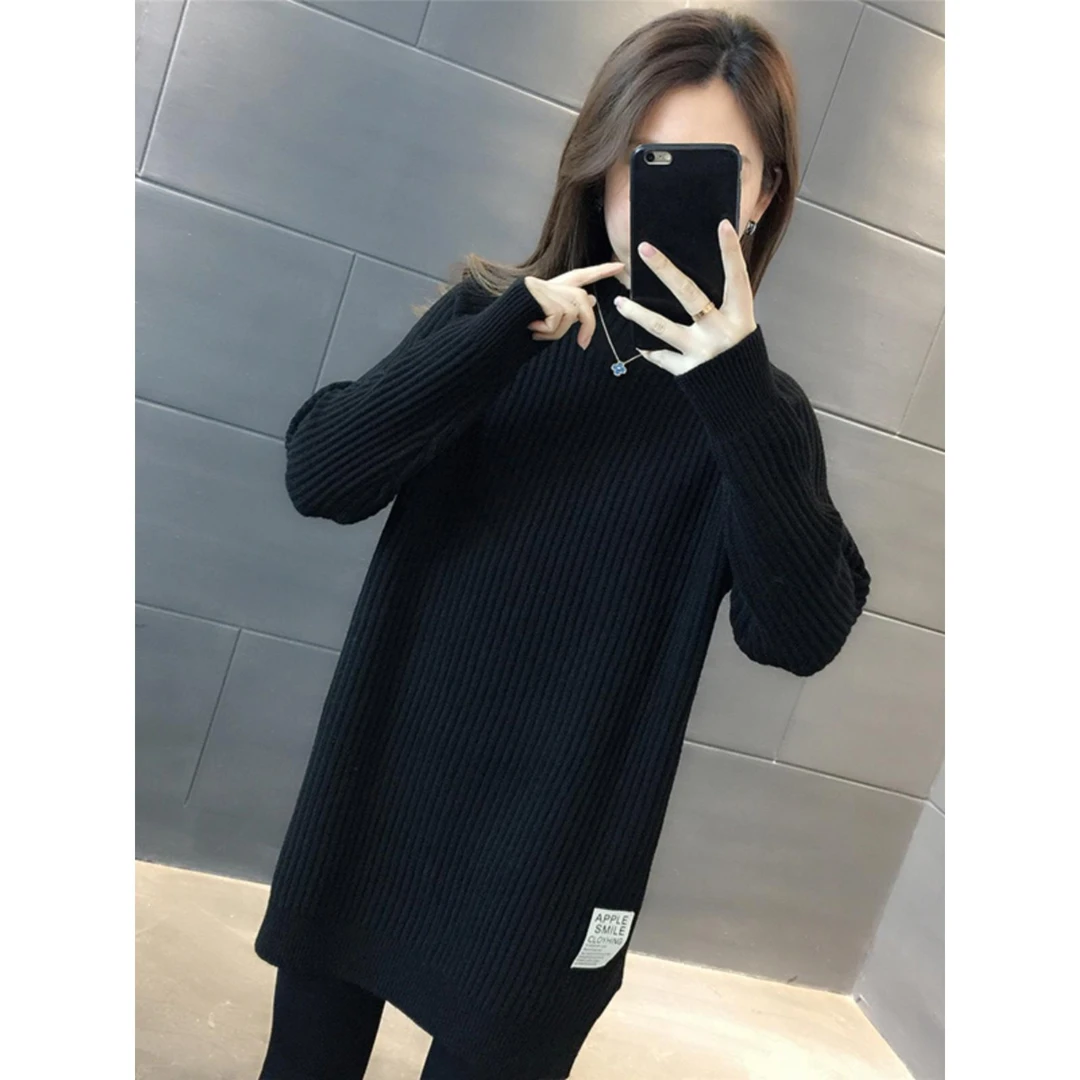 中长款毛衣女2025新款秋冬季裙遮屁股配大衣内搭大码小个子打底衫