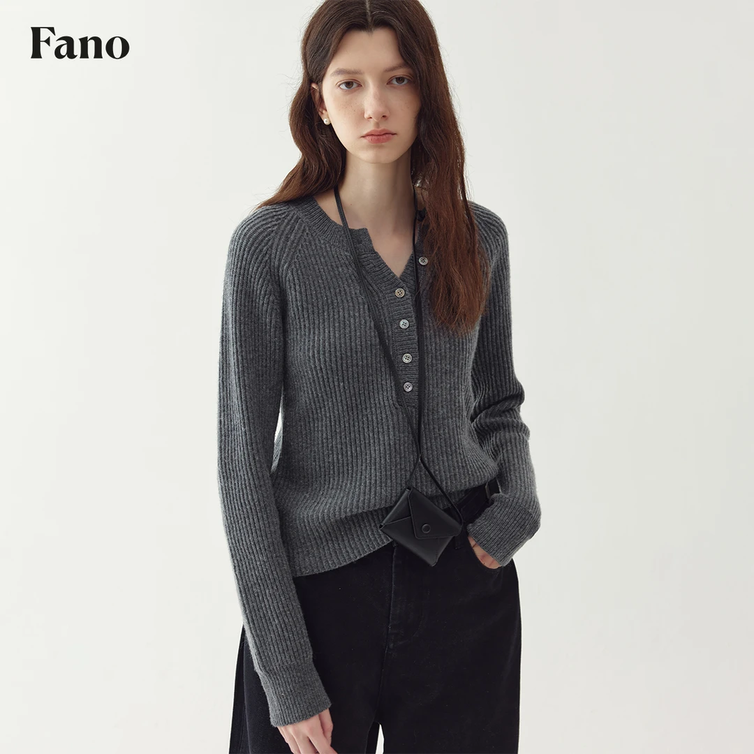 【清仓】“ROW风纯色日常”显瘦坑条 设计感亨利领毛衣FD24S292