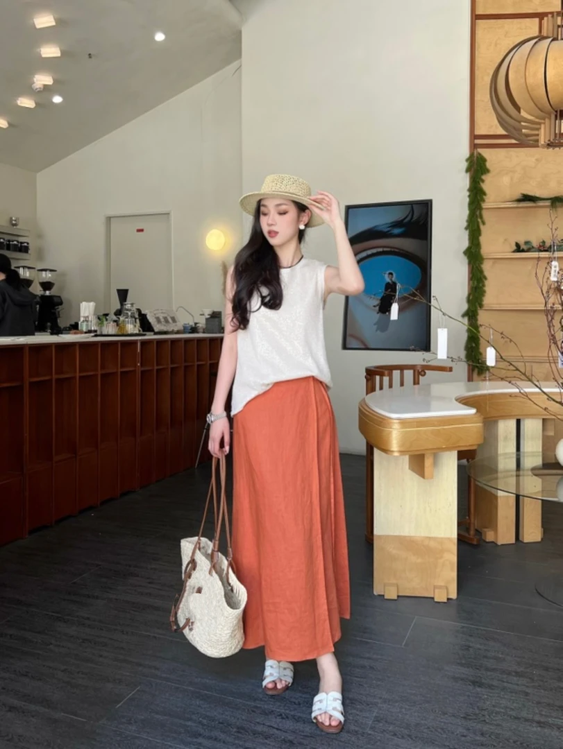 【BAI】重工亮片无袖背心设计感宽百搭上衣82457