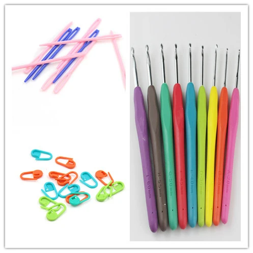 钩针材料包工具包 软柄钩针金属钩针塑料钩针材料包diy勾帽子包包